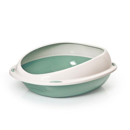 Cat Centre Katzenklo Offen Abgesenkter Einstieg Katzentoilette Ohne Deckel Abgerundete Ecken Grün L 57 x 40 cm