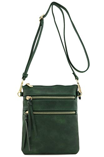 Image of Isabelle Small Lightweight Shoulder Bag for Women, Mini Multi Zipper Pocket Crossbody Handbag with Adjustable strap