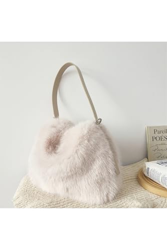 Ulisty Women Small Faux Fox Fur Hobo Bag Furry Adjustable Strap Shoulder Bag Plush Purse Fashion Handbag2