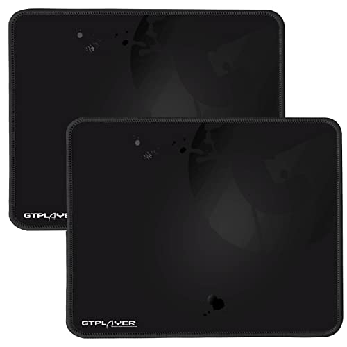 Tapis de Souris Deux Pièces GTPLAYER Tapis Souris avec Bords Consus Base en Caoutchouc Antidérapante Forme Rectangle (Noir) Cover