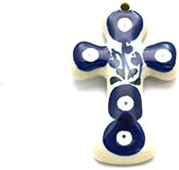 Polish Pottery Ornament - Cross - Bleeding Heart