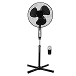 COZYBRITE Pedestal Fan Cooling 16 inch with Remote Control Standing Electric Oscillating Floor Fans 3 Wind Modes 7.5 Hours Timer 3 Speed Setting Adjustable Height Tilt Angle for Home FS40-91R (Black)