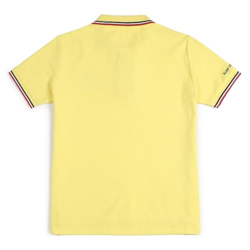 Image of Alan Jones Clothing Boys Cotton Polo T-Shirt | Honeycomb Knit Fabric |Regular Fit Half Sleeve Zip Polo Neck |Casual & Sports Wear | Sizes 6-16 Years