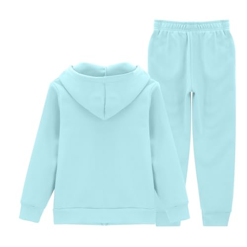 Boys Girls 2 Piece Athletic Clothes Solid Plain Sweatsuits Zipper Hoodies Jogger Pants Set Kids Fall Winter Outfits3