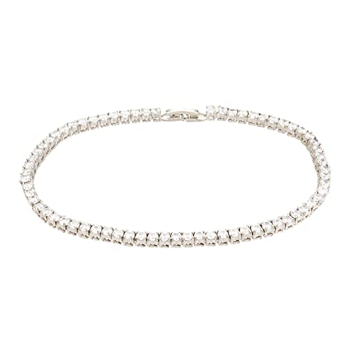 Kelistom 14K White Gold Plated Tennis Anklet For Women, 3Mm Cubic Zirconia Classic Tennis Bracelet Anklet Gold Ankle Bracelet For Women (3Mm-White, 10) #TOP6