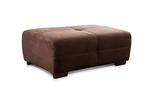 Cavadore Hocker Mavericco / Großer Polsterhocker in Lederoptik / Industrial Style / Passend zu Big Sofa und Ecksofa Mavericco / 108 x 71 x 41 cm (BxHXT) / Mikrofaser Dunkelbraun