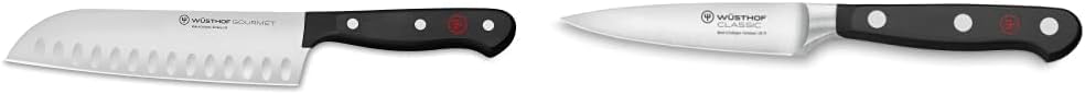 WÜSTHOF Gourmet 7" Hollow Edge Santoku Knife & Classic 3.5" Paring Knife