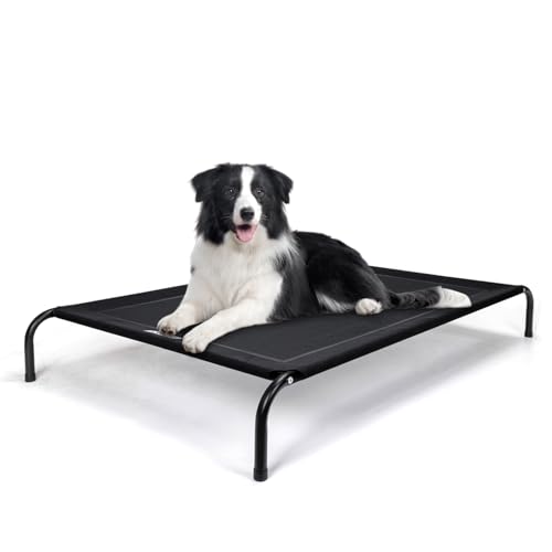 Nobleza Brandina Per Cani, Lettino Rialzato Per Cani Tagila Grande, Lettino Cane Per Giardino E Outdoor, Letto Rinfrescante Per Animali Domestici Lavabile, Nero, L, 124x90x20CM