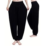 [Leiasnow] サルエルパンツ 大きいサイズ 9分丈 ゆったり ヨガ パンツ ダンスパンツ ボトムス レディース (XXXL / 4L, ブラック)