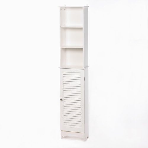 Nantucket Cottage White Tall Storage Cabinet Shelf Unit