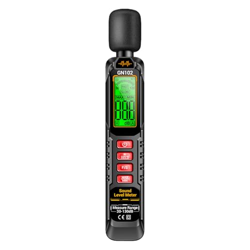 Medidor de Sonido - Medidor de Nivel de Ruido - Pantalla LCD Modo A Precisión 30-130dB Diseño Compacto Retención de Datos para Entorno Industrial Fábrica Lugar de Trabajo
