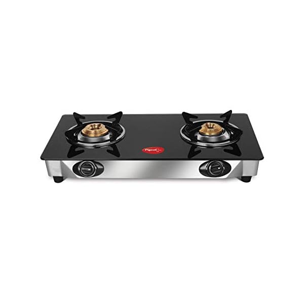 Pigeon by Stovekraft Favourite Glass Top 2 Burner Gas Stove, Manual Ignition (Black)