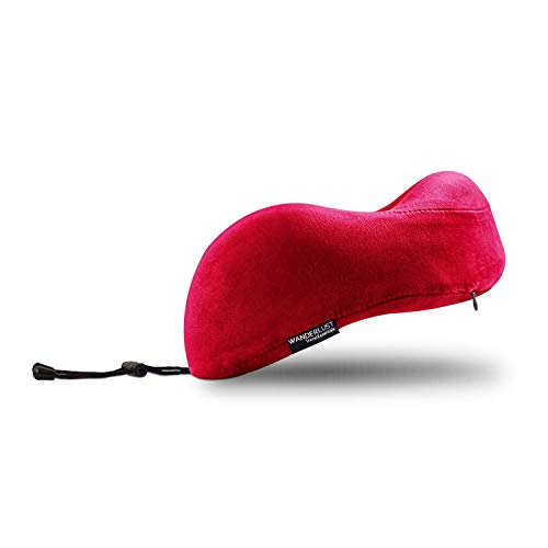 U-Shaped Memory Foam Travel Neck Pillow with Carry Bag (Maroon)