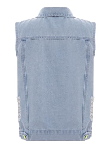 Hularka Kids Boys Ripped Denim Jacket Jeans Gilets Sleeveless Button Down Casual Loose Jacket Coat Waistcoat Outwear2