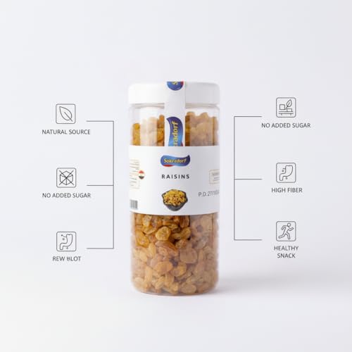 Sokradorf Natural Raisins, Dried Grapes, No Added Sugar, High Fiber, Healthy Snack, 300g