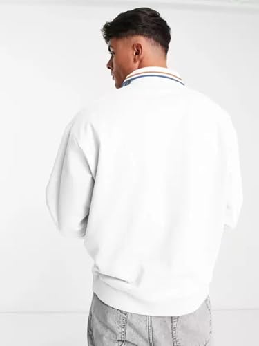 Image of Jump Cuts Mens Printed Polo Neck Full Sleeve Oversized Fit Cotton Blend Polo T-Shirt Large for Men