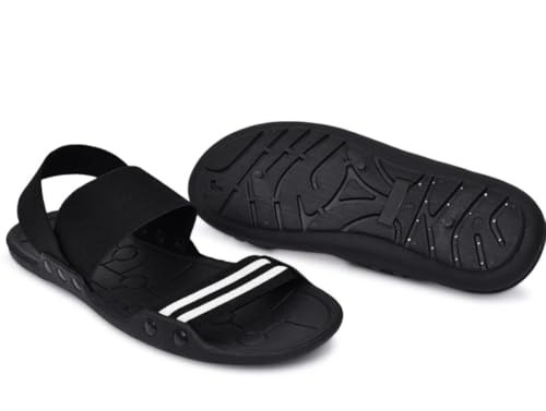 Image of black sandals Flip Flops for Men & Boys | Comfortable Casual Slippers for Beach, Home, Outdoor | Anti-Slip Lightweight Chappals - Stylish Summer