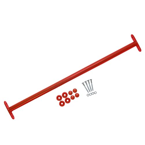 Reckstange Metall rot, 60 cm – stabile Turnstange für Spielturm & Garten inkl. Schrauben, Scheiben & Abdeckkappen
