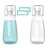 RELANOR Pack 2 Small Spray Bottle Travel Size 2oz/60ml - Fine Mist Hair Sprayer - Refillable and Reusable Plastic Bottles for Essential Oils, Perfume, Suitable for Liquid