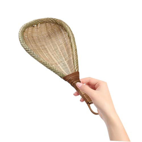 Frcolor 竹製柄長い調理スプーン 竹編み水切りザル 麺用米用ロングスプーン キッチン用油はね防止調理器具 家 飲食店対応