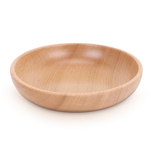 Ensaladera de madera hecha a mano de 20 cm, Rústica Bol Madera Redondo Grande, Espesar Cuenco de Madera para Sopa, Frutero decorativo Elegante para Cereales, Pasta, Sopa, Postres