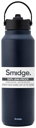 Smidge Large Insulated Water Bottle 1.2L Winter Sky – BPA-Free Stainless Steel Reusable Flask with Sipping lid, Leakproof, Vacuum Sealed for Hot & Cold Drinks