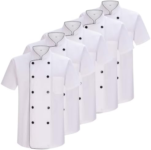 MISEMIYA Herren Confezione 5 Unità-Giacche Da Chef Mz-5-8421b Chef's Jacket, Weiß 21, Large (5er Pack)