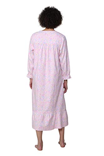 LA CERA Women's Flannel Pleated Nightgown2