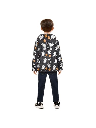 Halloween Cute Ghosts Pumpkins Girls Fleece Jacket Girls Fall Jacket Boys Coats Zip Up Hoodie Children Outerwear 2-10T4