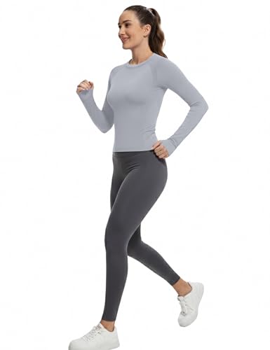 Image of MathCat Workout Shirts for Women Long Sleeve, Workout Tops for Women, Quick Dry Gym Athletic Tops,Seamless Yoga Shirts XS-XL