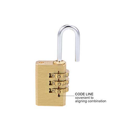 Image of uxcell 3 Digit Combination Padlock Brass Locks 3mm Shackle Diameter for Gym Locker Fence Suitcase Travel Outdoor