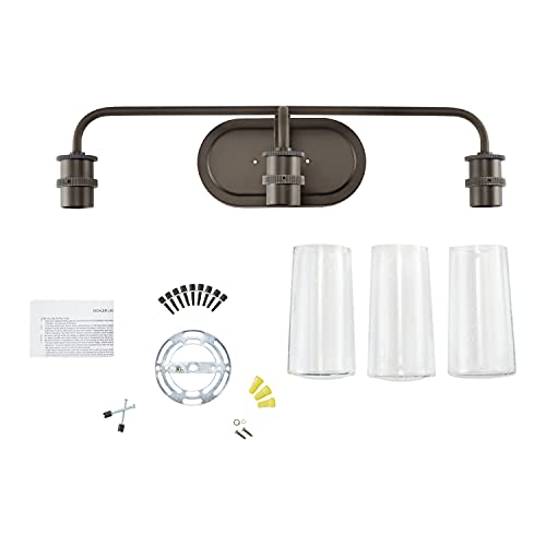 Image of KICHLER Braelyn 24 inch 3 Light Vanity Light with Clear Seeded Glass Olde Bronze