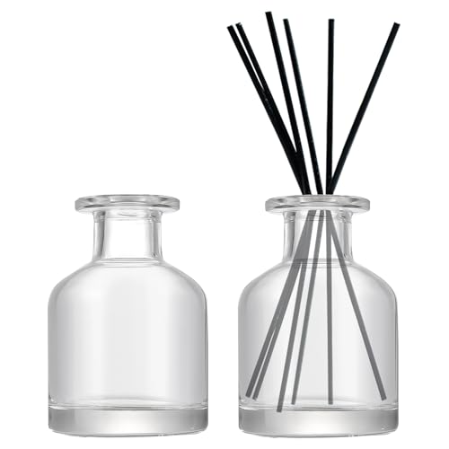 DEARBAG 2 PCS Bottiglie di Diffusore Nero Vetro Vuote per Diffusori, 150ML Flaconi per Diffusore in Vetro, Contenitore per Oli Essenziali Aromaterapia Vaso Fragranze per la Casa (Trasparente)