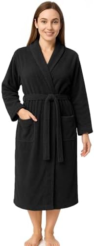 RIVERSIDE Premium 100% Cotton Terry Bathrobe For Women and Men - Soft Towel Robes with Shawl Collar Ajdustable Belt & Pockets