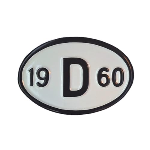 Rear Year Plate for VW Beetle Bug Bus 1951–1979 | Embossed D Badge Metal License Tag | Vintage German Oval Model Year Sign Restoration Part (1960)