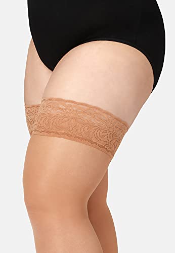 Bellivalini Damskie Pończochy Samonośne z Koronką Plus Size 40 DEN BLV-1127 (Bursztynowy, 3XL)