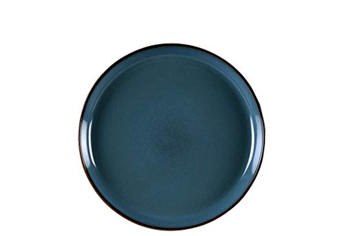 Ritzenhoff & Breker Visby Dessertteller, 20 cm, Runder Frühstücksteller mit braunem Rand, Skandinavisches Design, Steingut, Blau