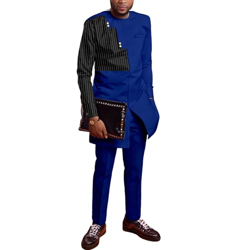 SEA&ALP Men's African Suits Dashiki Shirt and Pants 2 Piece Set Tradional Clothing Attire Fashion Casual Outfits