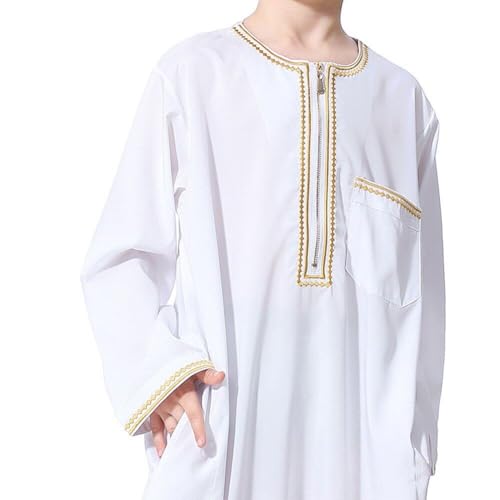 Robe de prière islamique pour enfants coupe ample brodée et confortable - 3