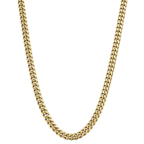 CRAFTD Men’s Cuban Gold Chain Necklace, Made From Real 18K Gold & 316L Stainless Steel, Hypoallergenic, Durable, Heat & Waterproof, Sweat Resistant, Gold Jewelry for Men, Chain Link Size 8 MM, 19.5”
