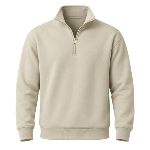 Maniac Mens Plain High Neck Full Sleeve Biscuit Cotton Fleece Sweatshirt - Image 2