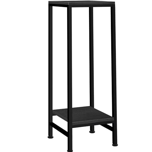 Plant Stand Indoor, Tall Plant stands for Indoor Outdoor Plants, 2 Tier Heavy Duty Plant Shelf 31' Metal Pedestal Stand Modern Corner Flower Stand for Patio, Living Room, Balcony(Black)