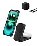 Belkin UltraCharge 2-in-1 Wireless Charger 25W, Qi2.2 Certified MagSafe Compatible Charger, Charging Station for iPhone 17, Air, AirPods, Pixelsnap, Magnetic Stand with USB-C Port, 45W Adapter - Black