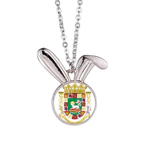 Collier Porto Rico pendentif lapin pendentif pays chaîne ras de cou