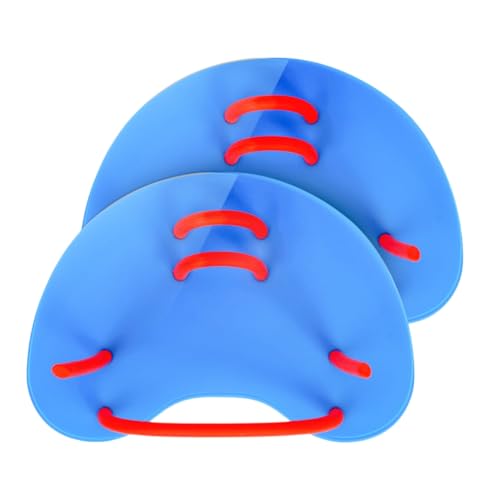 手用スイムパドル・トレーニング用水泳パドル | シリコーン素材・サイズ14.8×10.8cm・重量110.2g(2枚セット) | 大人/子供対応・平泳ぎ/バタフライ/フリースタイル/背泳ぎ練習用 (青)