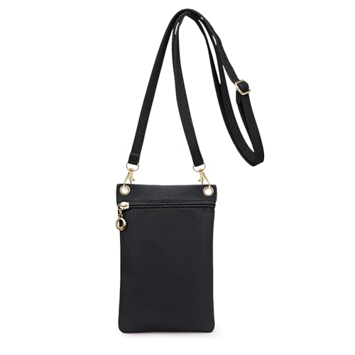 Energather Cell Phone Purse, PU Leather Phone Bag Cell Phone Wallet for Women and Girls, Crossbody Phone Purse for Shopping (black)