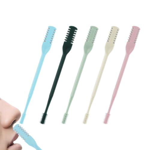 2 in 1 Nose Hair Trimmer & Ear Picker, Double Sided Nose Hair Knife, 360° Rotating Nasal Hair Cutter, Portable Manual Nostril Hair Removal Tool for Men and Women (Multicolor, 5Pcs)
