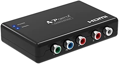 Portta Component to HDMI Converter, Portta YPbPr Component RGB + R/L Audio to HDMI Converter v1.3 Support 1080P 24bit 2 Channel Audio LPCM for HDTV PS3 PS4 HDVD Player Wii Xbox and More (Component to HDMI)
