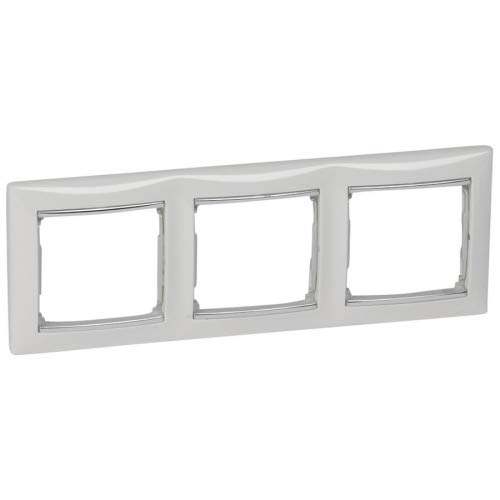 Placa 3 elementos Legrand Valena 770493 marco triple horizontal blanco plata para interruptor