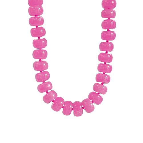 PanLuca Miniature Glass Bead & Oversized Multi-Color Resin Bead Statement Necklace - 17"+3" Extender Chain Chunky Eye-Catching | Bold Fashion Jewelry Gift for Women